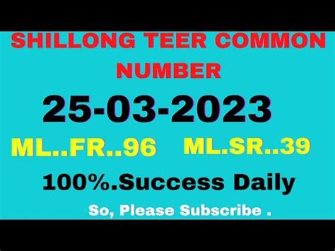 1 if your chosen <b>number</b> is the winning <b>number</b> for the <b>shillong</b> teer ground. . Shillong 100 common number